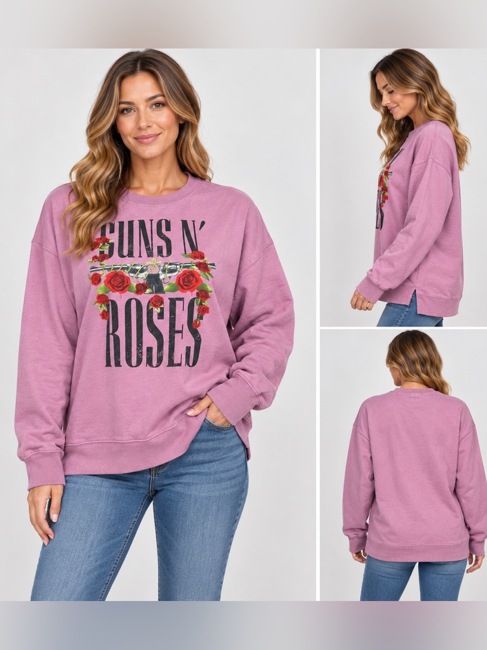 Guns N’ Roses Pink Guns N Roses Rose Graphic Sweatshirt Women’s Large